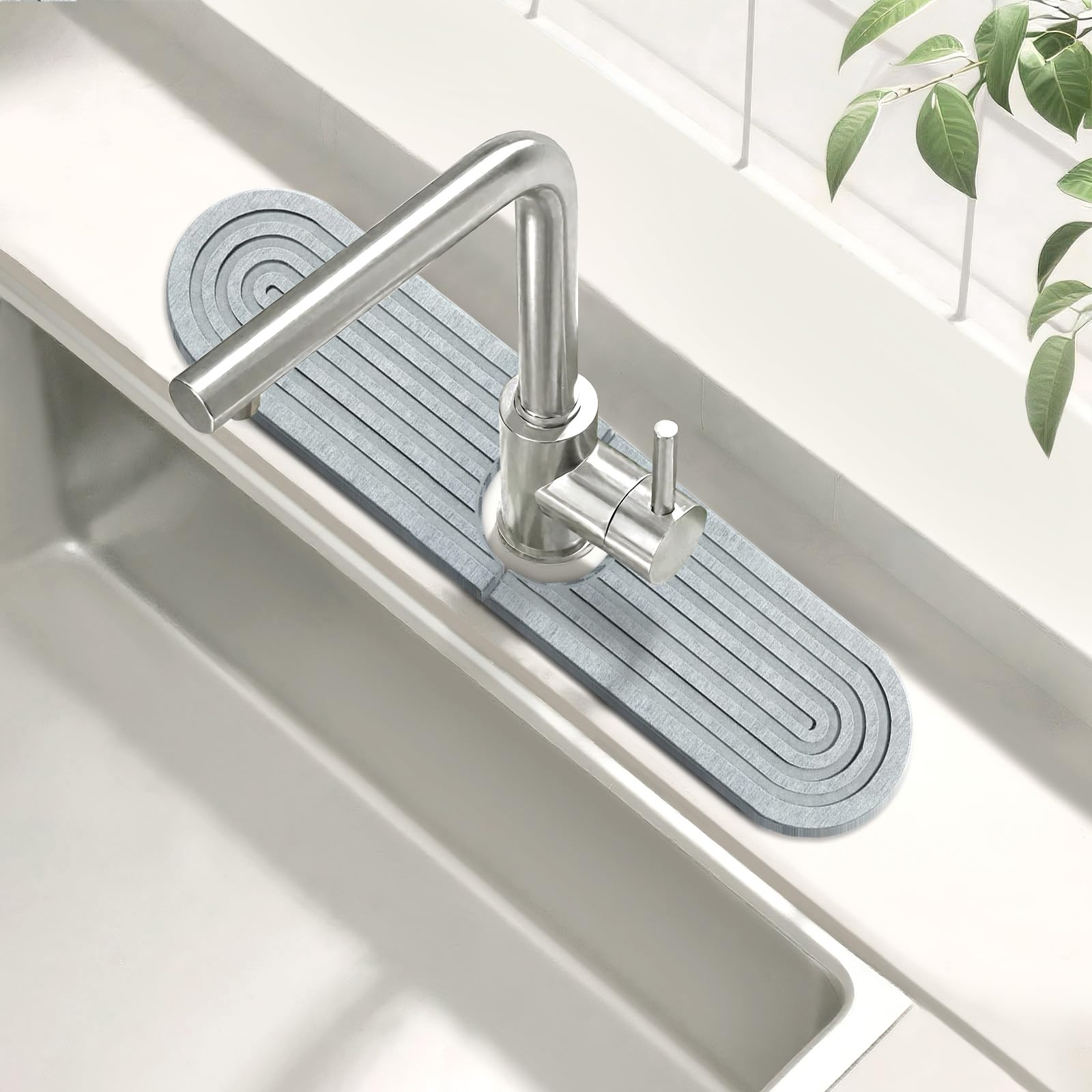 Photo 1 of 2 Set/4PCS Faucet Mat for Kitchen Sink Splash Guard Faucet Mat Absorbent Diatomite Fast Drying Stone Sink Splash Guard Draining Prevents Moisture Buildup for Bathroom Counter (15.7" x 3.9")