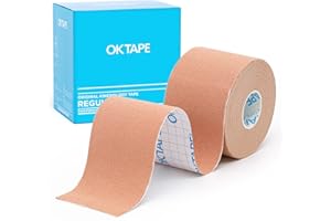 OK TAPE Kinesiology Tape, Regular Original Cotton Elastic Athletic Tape for Support and Recovery, Sports Tape, 2in×16.4ft Uncut Roll - Beige
