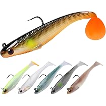 QualyQualy Lot de 4 leurres de pêche sans mauvaises herbes pour eau salée, méné - Appât dur pour sébaste, bar, brochet, 4 pièces (doré et argenté, 8,9 cm - 141,7 g QualyQualy Lot de 4 leurres de pêche sans mauvaises herbes pour eau salée, méné - Appât dur pour sébaste, bar, brochet, 4 pièces (doré et argenté, 8,9 cm - 141,7 g