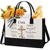 VeloKomo Inspiration Canvas Tote Bag - Christian Gift Reusable Large Grocery Totes Motivation Religious Gifts for Women Scripture New Year Gift Bags for Women Gratitude Birthday Gifts Zipper Handbag