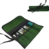 BLIRITEL Small Canvas Tool Roll Up Bag - Chisel Organizer With 4 Pockets for Metal Pry Bar, Plier, Wrench - Pouch for Mechanic, Carpenter, Craftsman