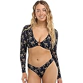 Body Glove Womens Mika Long Sleeve Crop Bikini Top Swimsuit with Keyhole Front