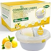 ININCARE Commode Liners with Absorbent Pads for Bedside Commode, 100 Lemon Scented Bedside Commode Liners and 100 Commode Pads, Commode Toilet & Camping Toilet Bags