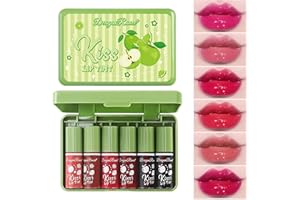 SULILY 6 Colors Lip Stain Mini Liquid Lipstick,Korean Lip Gloss Moisturizing Lip Tint Makeup, Multi-use Lip and Cheek Tint, Long lasting Non-Stick Cup Lightweight, Vivid Color