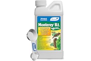 Monterey BT - Bacillus Thuringiensis for Organic Worm and Caterpillar Control Bundled with Measuring Spoon - Concentrate for BT Spray - 16 oz
