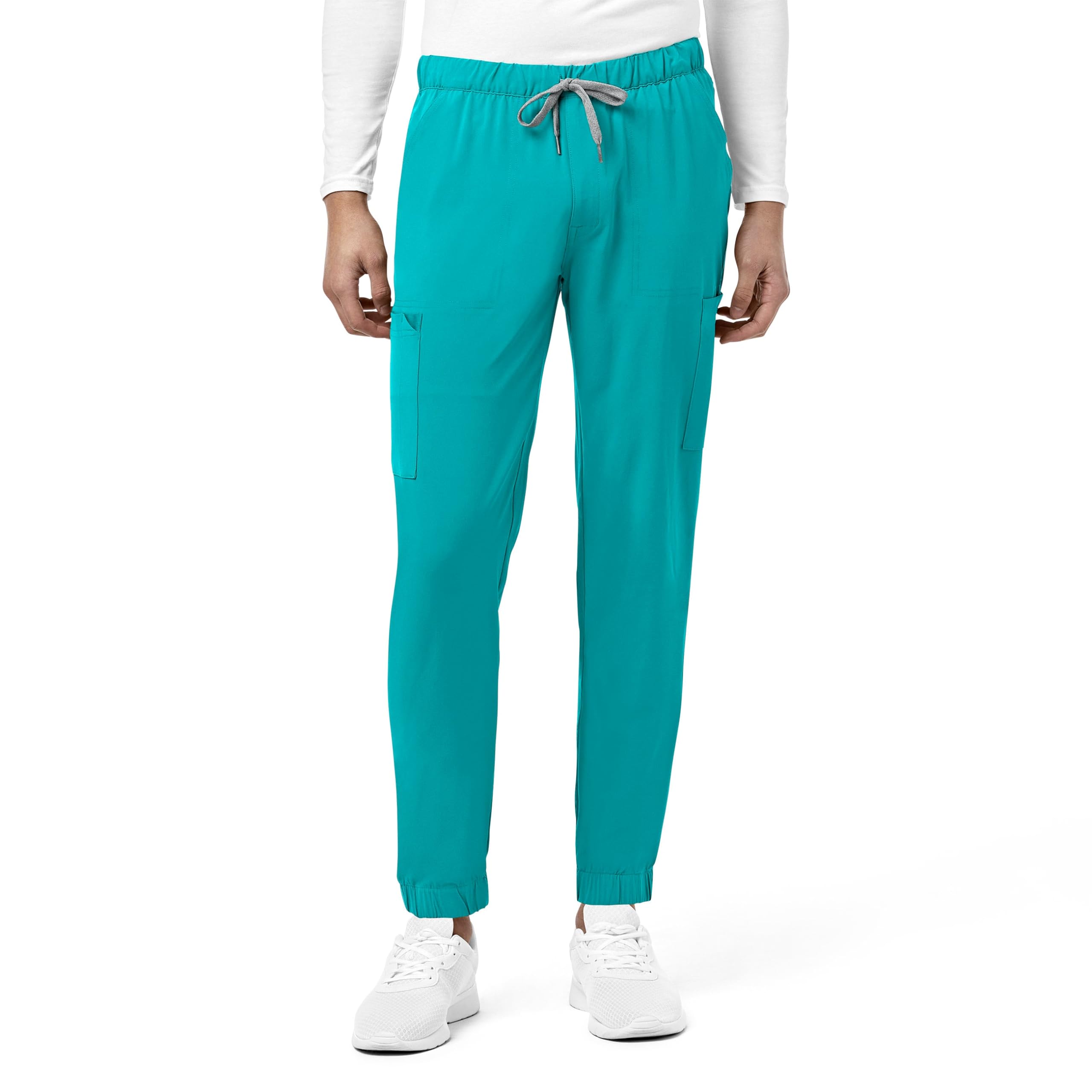 WonderWink Mens Renew Jogger Medical Scrubs Pants, Teal Blue, Large Short US