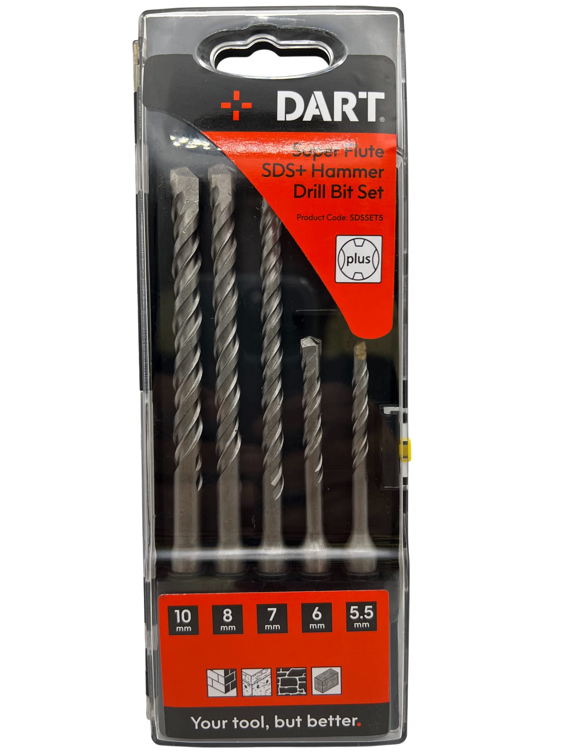 DART SDSSET5 SDS Drill Set, Grey, Set of 5 Piece