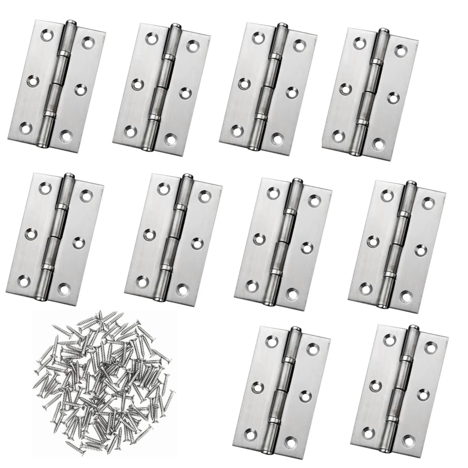 Photo 1 of 10PCS Stainless Steel Folding Bearing Hinge 2 inch Door and Window Hinge Mute Silencer Hinge Cabinet Wall Cabinet Heavy Duty Household Furniture Hardware Hinge 60 Screws (10 Pack, 2 inch)