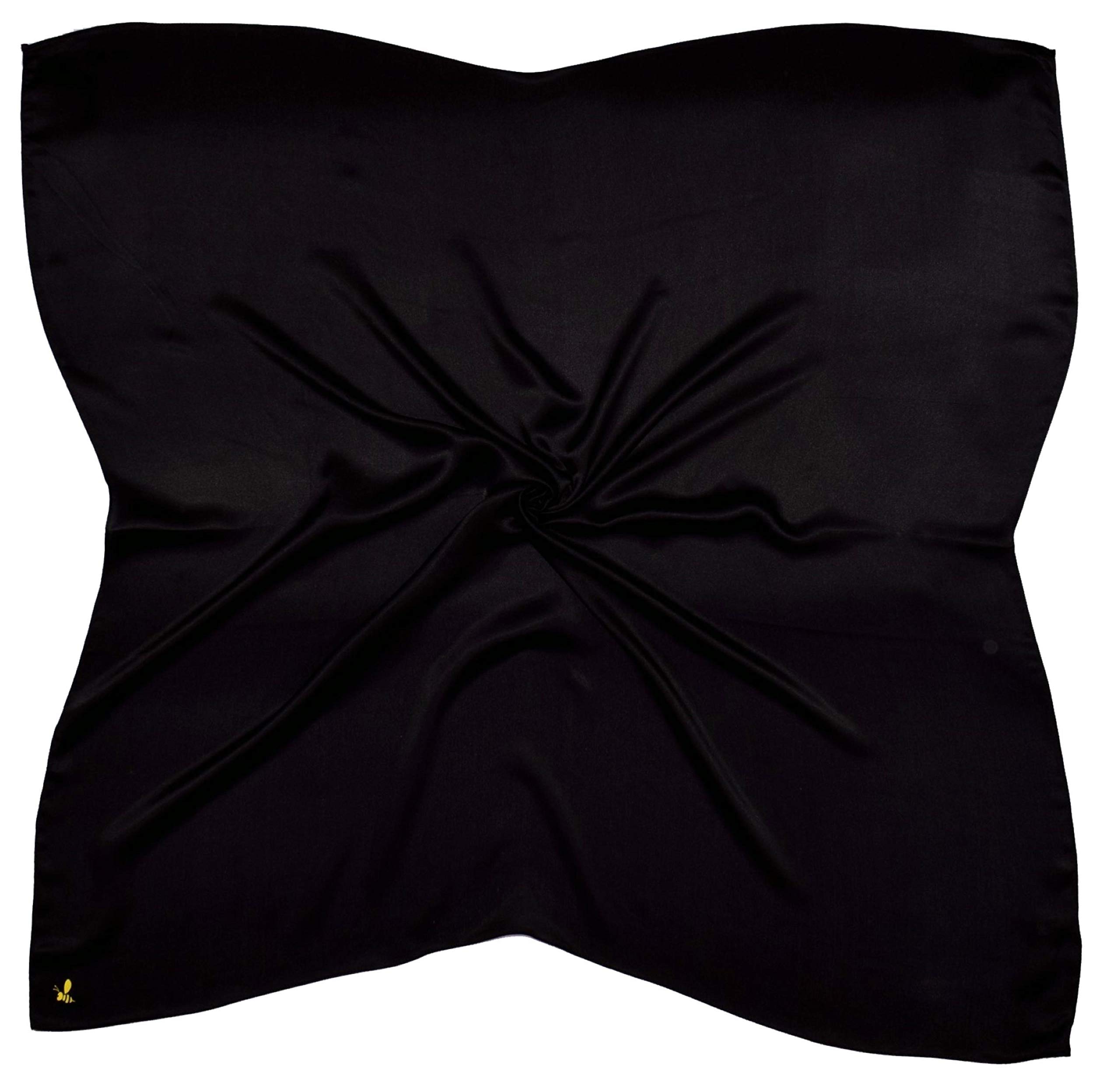 Bees Knees Fashion Black Large Pure Silk Square Scarf