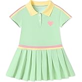 Coedody Toddler Girls Dresses Summer Polo Sporty Dress Casual Uniform Sundress A-Line Playwear Kids Girl Clothes 2-8Y