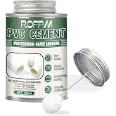 ROFPM PVC Cement Pipe Glue 4.39floz, Waterproof High Strength PVC Adhesive | Solvent Welded, Brush-Top Can, Flexible PVC Glue for Pipe Fitting, Pipe Connection, UPVC, ABS, DIY, Drain Pipe, Tube, 130ml