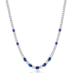 FANCIME Sterling Silver Created Sapphire Tennis