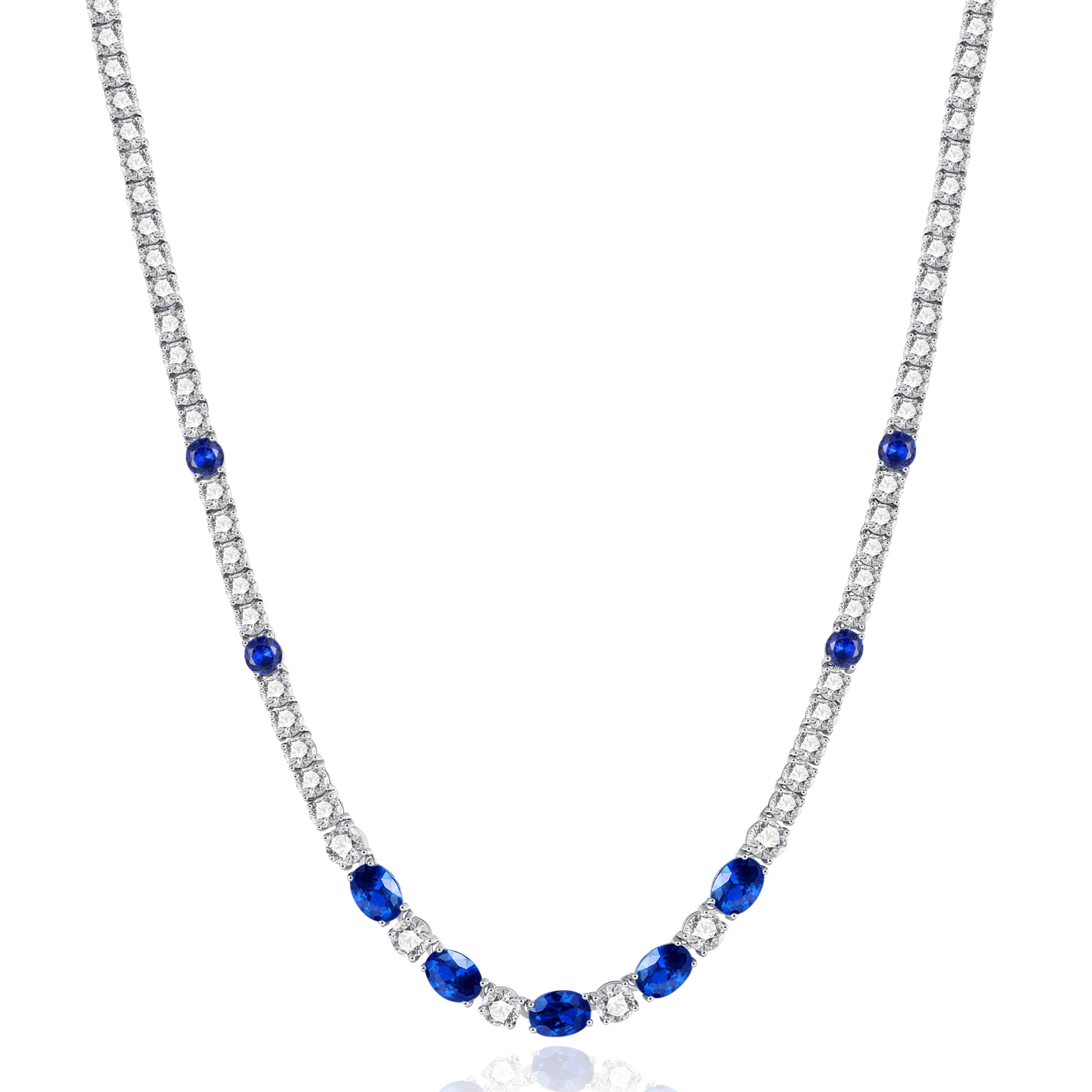 FANCIME Sterling Silver Created Sapphire Tennis