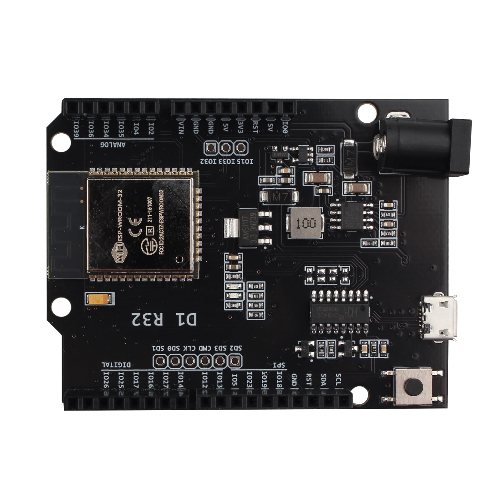 HALJIA UNO R3 R32 ESP32 ESP-32 CH340G Development Board Dual-Mode WiFi Bluetooth 4MB Flash DC 5V-12V with Micro USB Compatible with Arduino