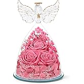 Valentines Day Gifts for Her Preserved Flower Rose Gifts for Women, Forever Eternal Flowers in Glass Angel Figurines Flowers for Delivery Prime Pink Roses for Grandma Mom Sister Wife Birthday Decor