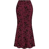 BTFBM Womens Floral Mesh Maxi Skirt 2026 Spring Summer Elastic High Waisted Boho Elegant Mermaid Long Skirts for Women