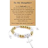 Christian Gifts for Girls Bracelet Gifts for Daughter from Mom Christian Religious Jewelry Gift for Girls Daughter Baptism Communion Beaded Bracelet Christmas Birthday Inspirational Gift for Women