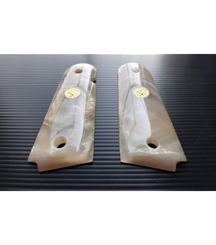1911 Pistol Grips - White Pearl With Gold Horse Design For Colt/Springfield
