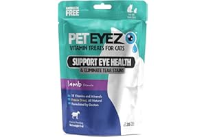 PetEyez Vitamin Treats for Cats - Tear Stain Remover - Eye Health Support - Reduces Itching & Allergies - Lamb Flavor - 1oz