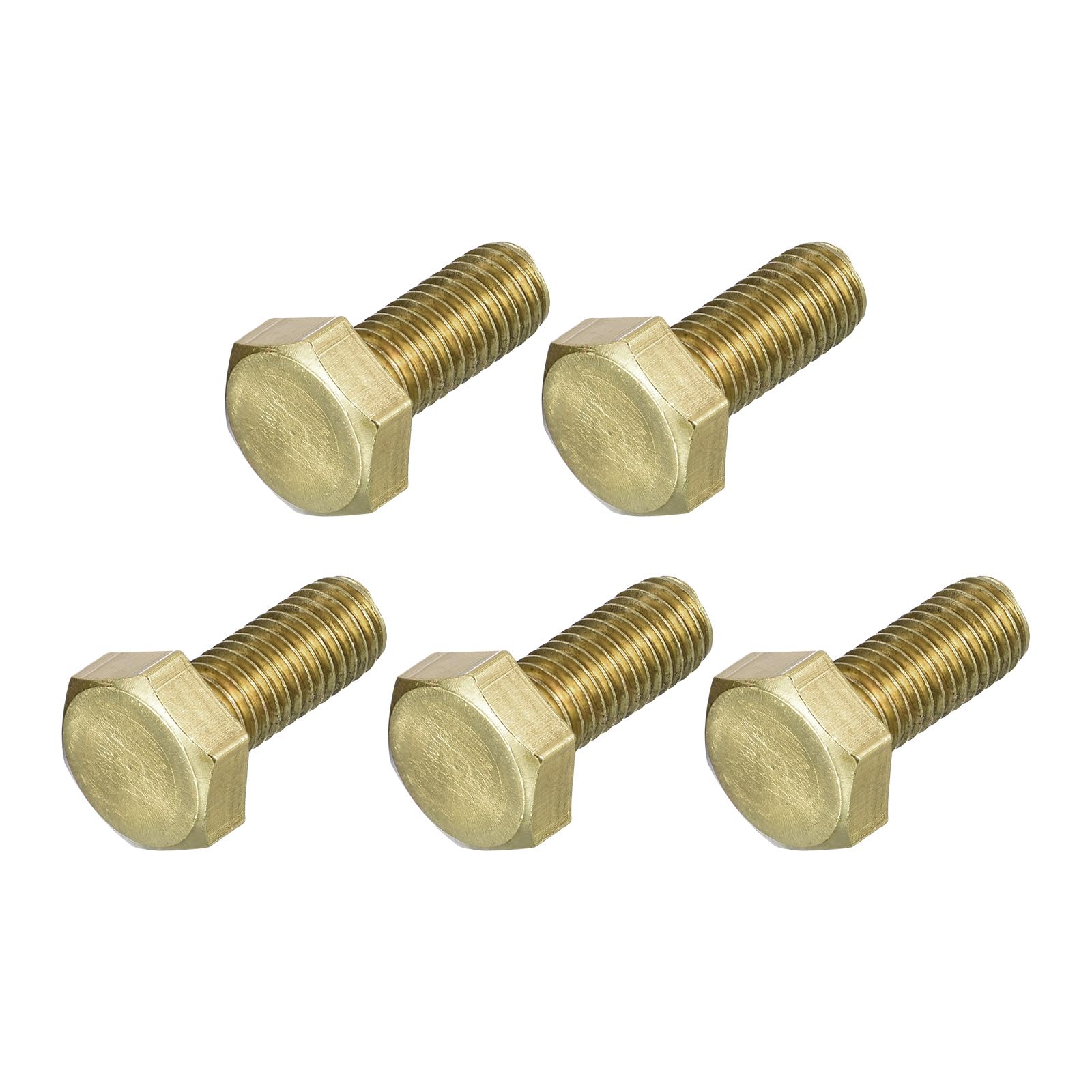 METALLIXITY Hex Head Screw Bolt (M10-1.5x25mm) 5Pcs, Brass Fully Threaded Solid Brass Hex Bolts Machine Screws - for Machinery Repair