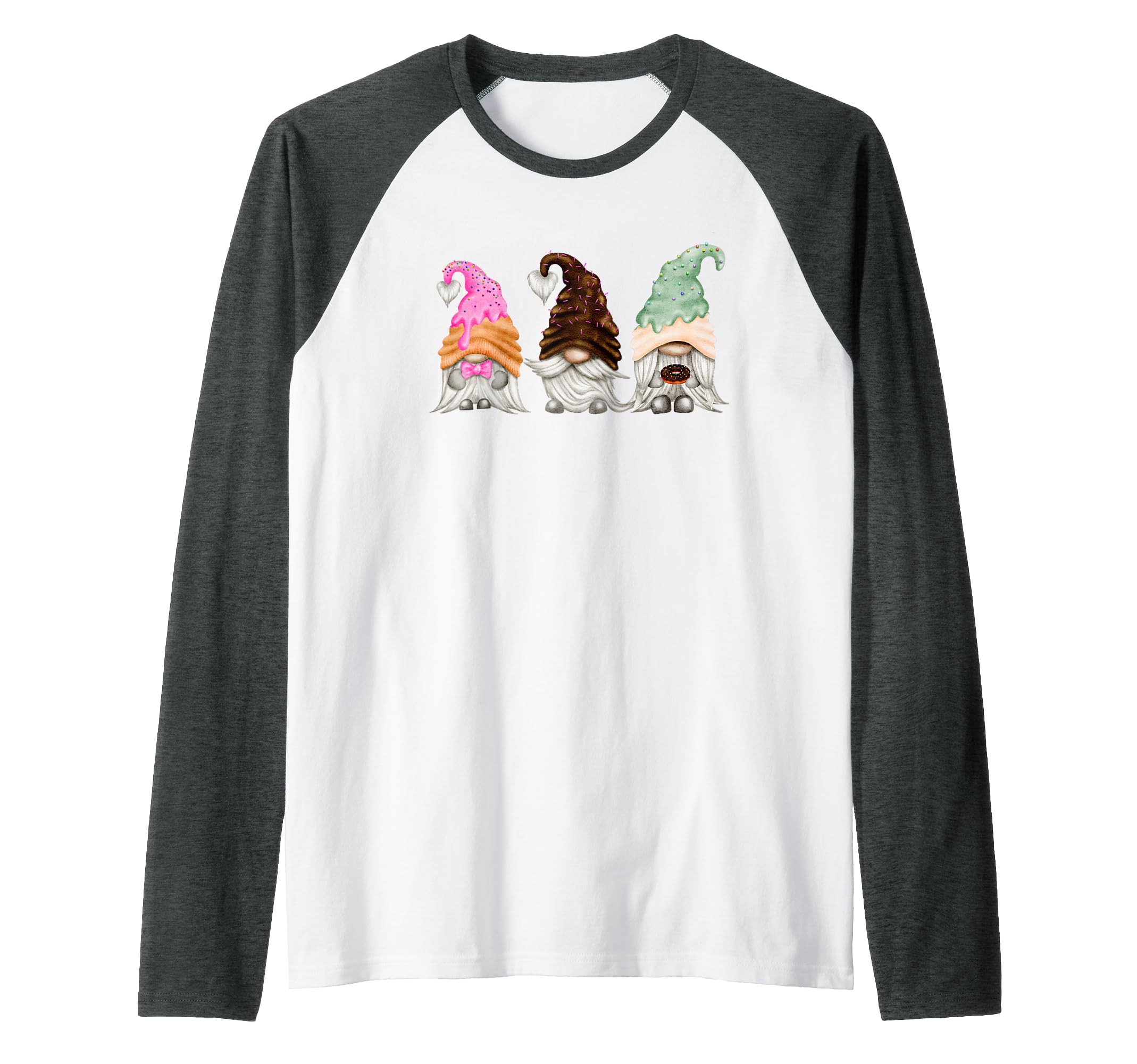 Donuts Gnome Raglan Baseball Tee