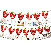 JeVenis Berry 1st Birthday Strawberry Photo Banner - Berry Sweet One Birthday Party Decor