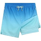 BOJIN Mens Swim Trunks with Compression Liner 5.5 Inch Inseam Bathing Suits Beach Board Shorts with Zipper Pockets