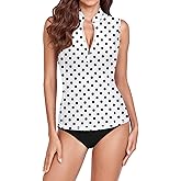 WOWENY Women Rash Guard Sleeveless Swim Shirts UPF 50 Sun Protection Swimsuit Tops Bathing Suit Top No Bottom