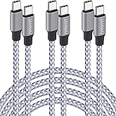 JAHMAI USB C Cable, Nylon Braided USB C to USB c Fast Charging 6ft 3Pack 60W Quick Data Sync Type C Charger Cord for iPhone 1