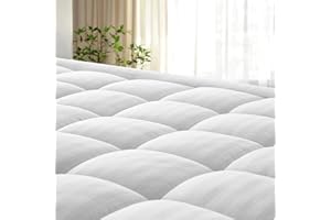 SOFT AND LOFTY Ultra Soft Cotton Pillow Top Thick Mattress Topper Queen Size for Back Pain Relief - Breathable Cotton Mattress Pad - 8-22" Unique Design Deep Skirt (60 x 80 Inches, White)