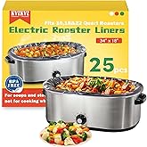 25 Count Electric Roaster Liners, Not Suitable for Baking, 34" × 18" Roaster Liners Disposable, Fits 16, 18, and 22 Quart, Up to 350° F, High Temperature Resistant Stew Cooking Bags, Food Grade Nylon