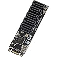 IO CREST Internal 5 Port Non-RAID SATA III 6GB/s M.2 B+M Key Adapter Card for Desktop PC Support SSD and HDD. JMB585 Chipset