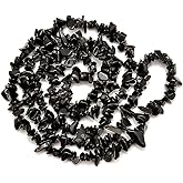 PLTbeads Gemstone Chips Natural Black Obsidian 3-5mm Healing Crystals Waist Bracelets Necklace Kit Irregular Stone DIY Crafts Design Jewelry Making Approxi 32 inch