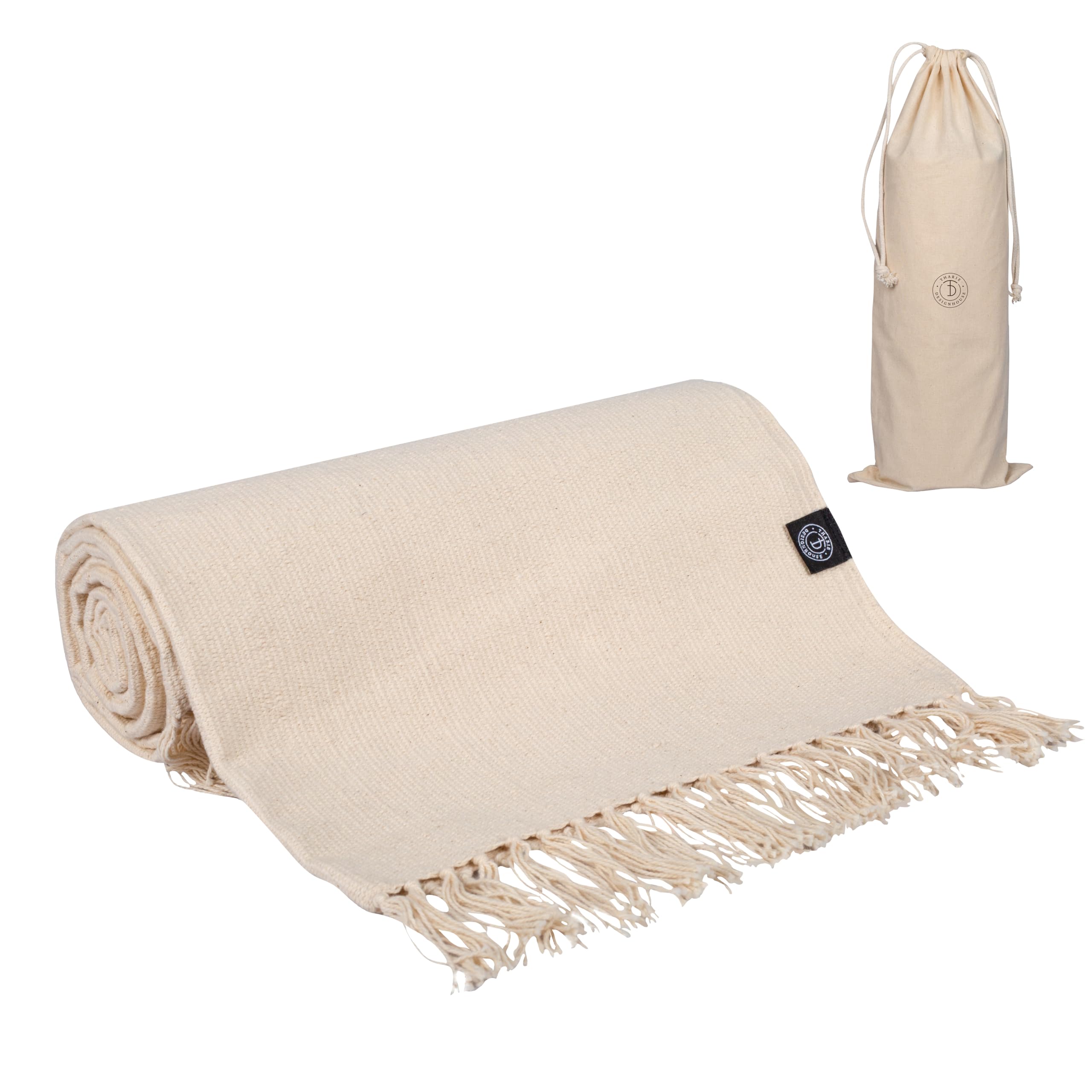 Photo 1 of Tharie Hand-Woven Organic Cotton Yoga Mat, Washable & Good Grip, Standalone or as Topper, 70 x 196 cm, Made in India