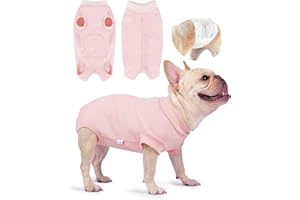 Joyahoo Dog Recovery Suit, Pet Spay Recovery Shirt, Pet Surgery Recovery Suit Female Male Dogs, Puppy Pajamas Cone E-Collar Alternative, Dog Abdominal Wounds Prevent Licking Dog Onesie Pink M