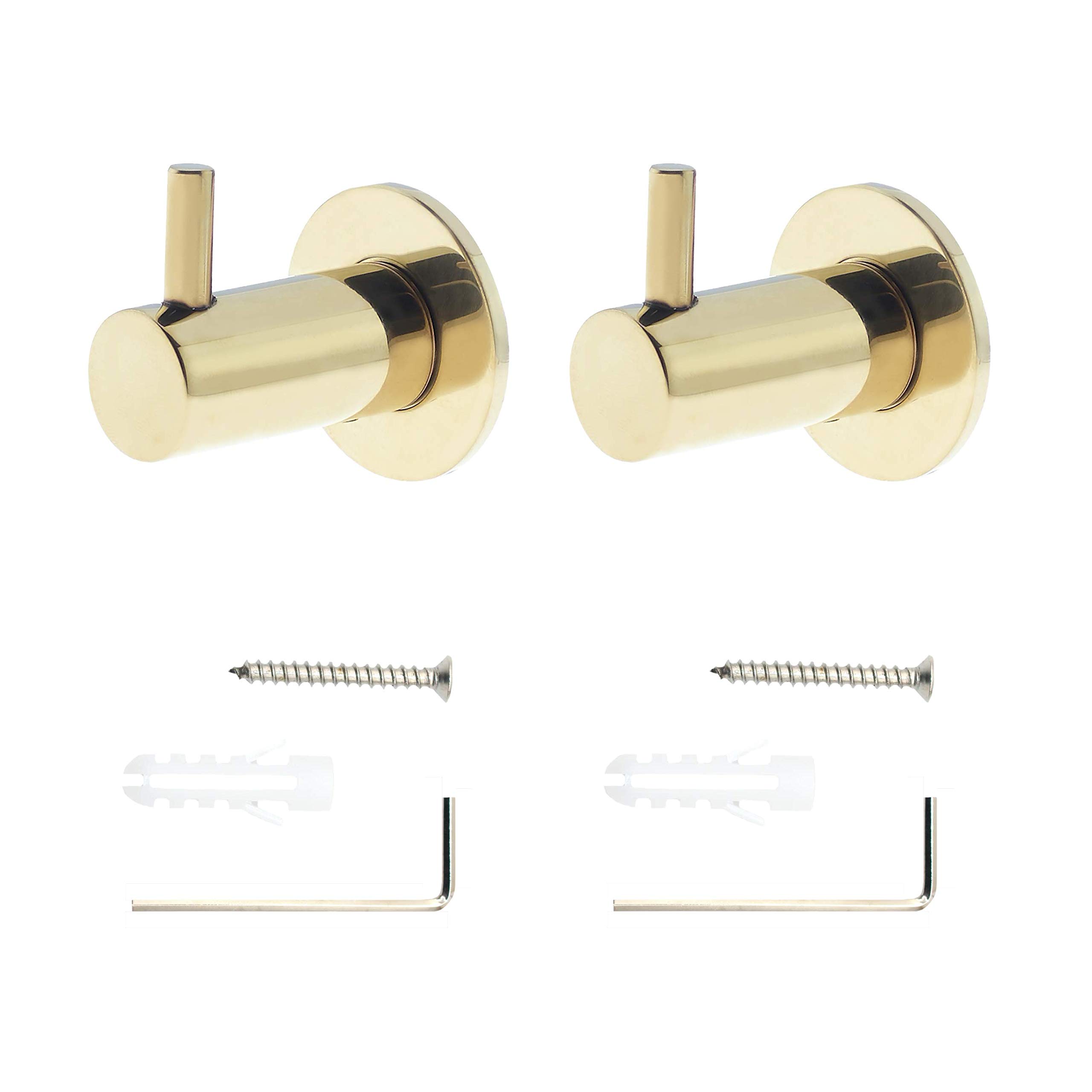EAI Robe, Coat or Towel Hook PVD Brass Pack of 2