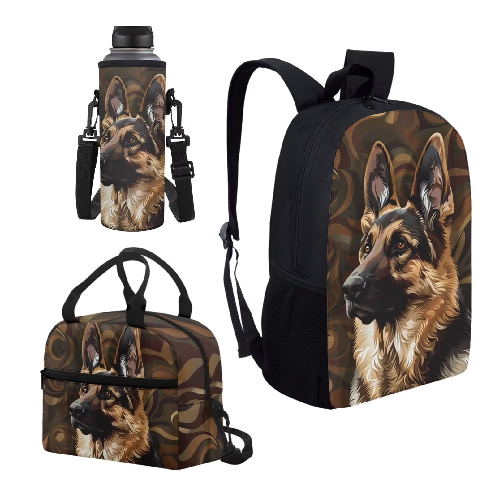 Glomenade German Shepherd Print School Bag Backpack