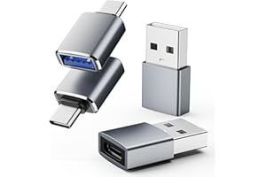 USB to USB C Adapter & USB C to USB Adapter Combo 4-Pack, Type-C OTG Converter, Car Charger Compatible with Ipad, Google, Mac