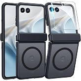 FNTCASE for Motorola Razr 2026/2025 Case, Fit for Magsafe, Hinge Protection | Screen Protector, Translucent Matte Magnetic Back, 18FT Military Grade Drop Proof, Protective Phone Cover, Black