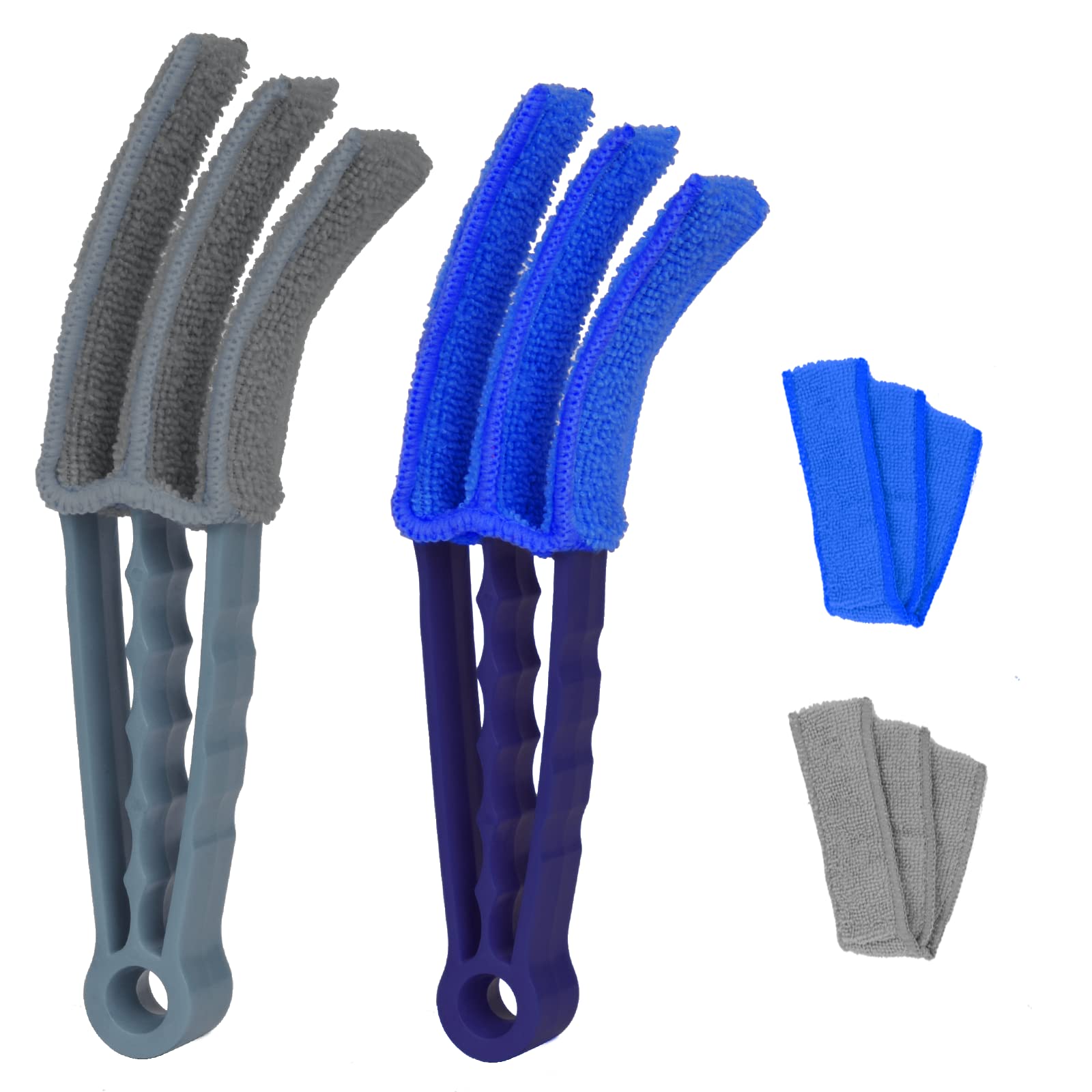 Vicloon Venetian Blind Cleaner, 2pcs Window Blind Cleaner, Brush Cleaner Tool Window Blind Duster With 2 Microfibre Sleeves for Venetian Blinds, Air Conditioner and Car AC Vent (Royal blue+Grey)