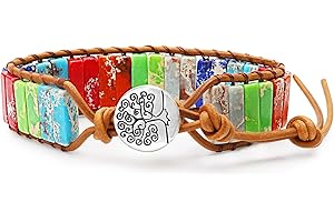 Reaowazo 7 Chakra Bracelets for Women Boho Handmade Wrap Bracelets Leather Healing Stone Bracelet Friendship Jewelry Gifts