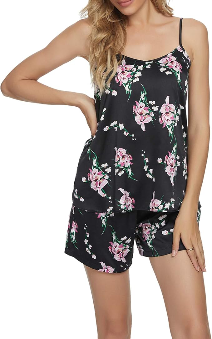 Bresdk Dames Pyjama Set Met Shorts - Katoen Tank Top & Ruit Shorts Cami Set Nachtkleding Mouwloos PJ Zomer Nachtkleding Zacht, A-Roze, L