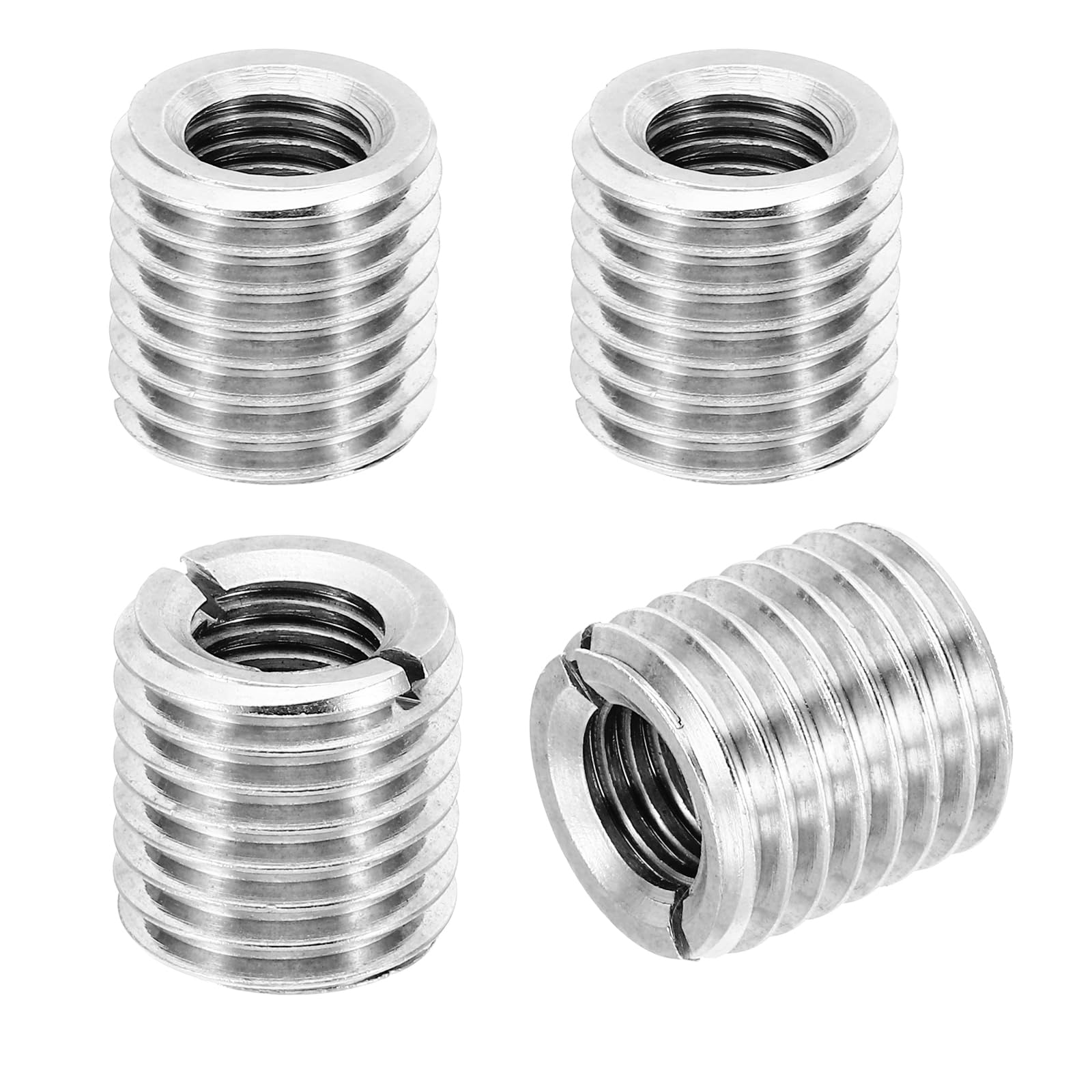 PATIKIL Thread Adapters Sleeve Reducing Nut, 4 Pcs M20xM12x20mm Male to Female Repair Insert Nut Screw Reducer Conversion Stainless Steel Fastener, Silver Tone