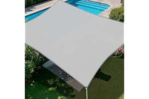 E&K Sunrise 16' x 16' Waterproof Sun Shade Sail Outdoor Rectangle Canopy Shade Cover UV Block for Pergola Patio Backyard Garden Deck (Light Gray)