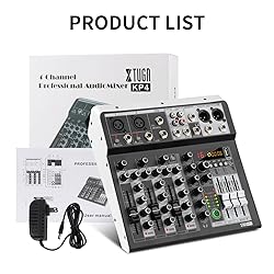 XTUGA KP4 4 Channel Audio Mixer, 16-Bit DSP Effect