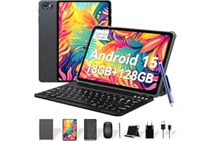 TABWEE Tablets, Android Tablet 10 Inch, New Electronics Tablets with Keyboard 18+128GB/2TB, Gemini AI 10 Inch Tablet with Pen, 6000mAh, 1080P, BT5.0, GPS, OTG, Suitable for Study, Office and Entertainment