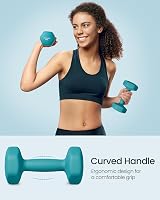 SONGMICS 6 Dumbbells Set with Storage Stand Neoprene Hex 1/2/3 kg Lime Teal view 3