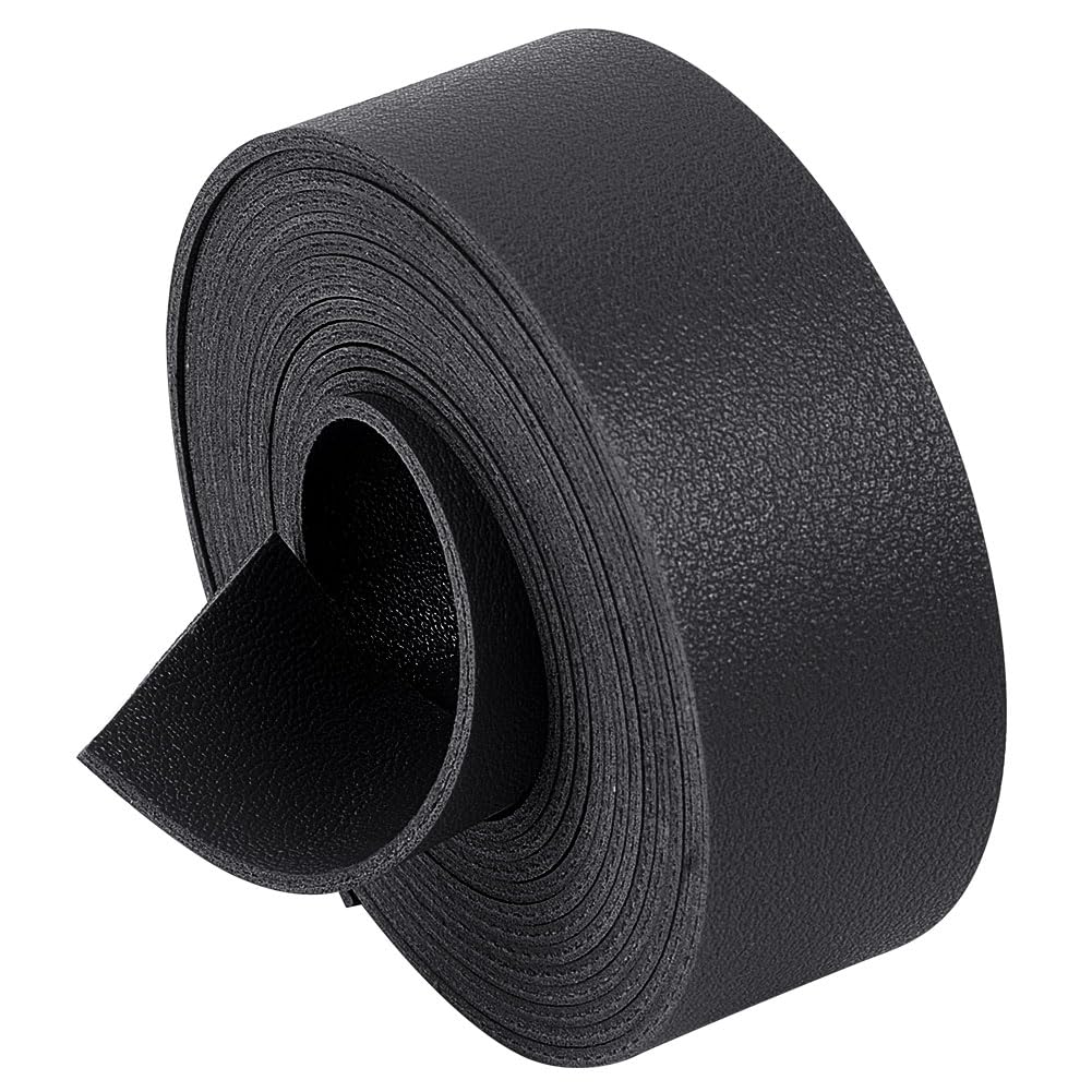 GORGECRAFT 25mm Wide Flat Leather Cord 79" Long Leather Strap for Crafting 1.8mm Thick Double-Sided Black Lychee Grain Imitation Leather Strip for DIY Projects Pet Collars Guitar Belt Jewelry Making