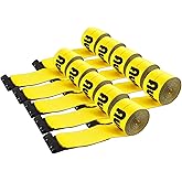 Autofonder 4" x30' Winch Straps with Flat Hook Flatbed Tie Downs Truck Straps 5,400lbs Load Capacity Cargo Control for Flatbeds, Trucks, Trailers, Farms, Rescues, Tree Saver, Yellow(10 Pack)