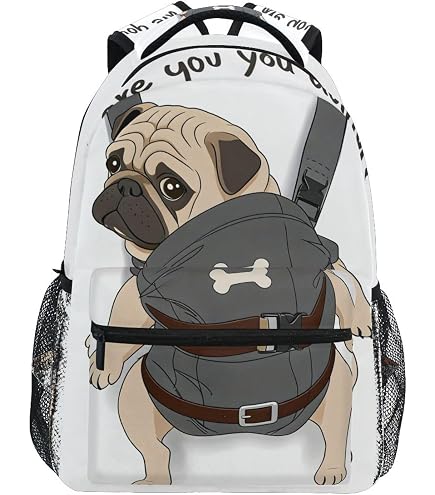 jansport backpack pug Bolaz Bookbag Dog Pop Art Style School Bag Travel Bag for Girls Boys Teen Color:Atomic Trout Shiver Minnow go for new adventures. Pond Accessories | Garden crankbait box